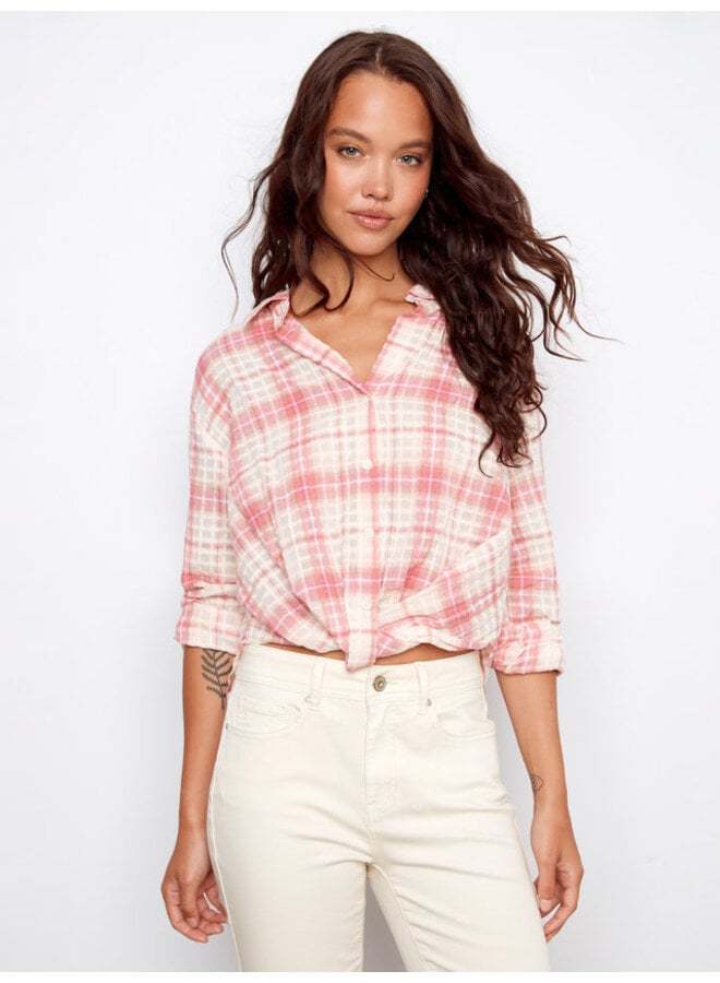 Plaid Cotton Shirt With Front Twist