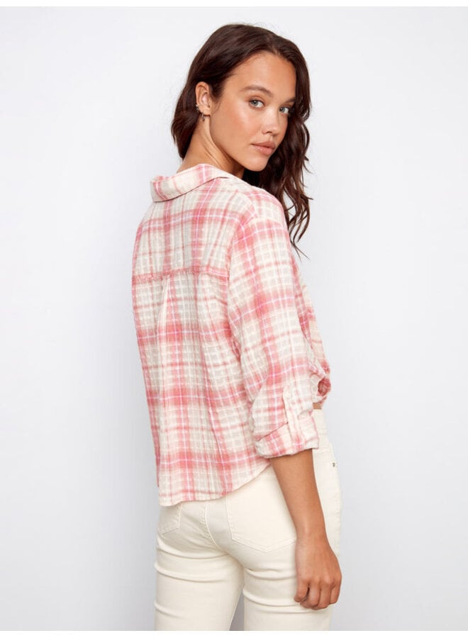 Plaid Cotton Shirt With Front Twist