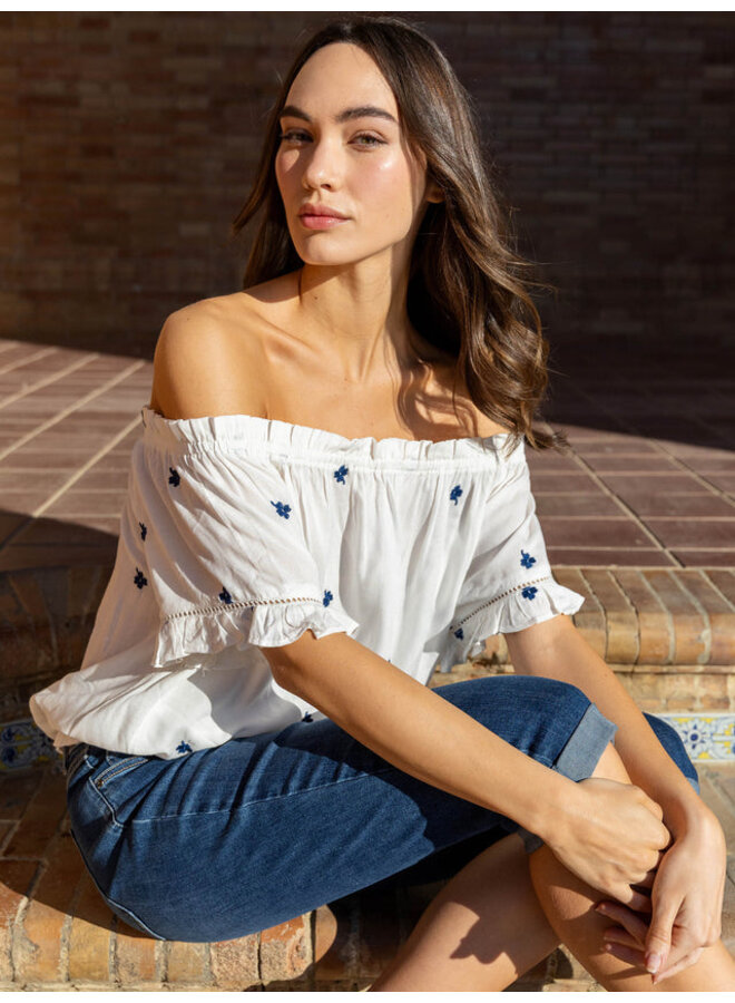 Embroidered Off Shoulder Blouse