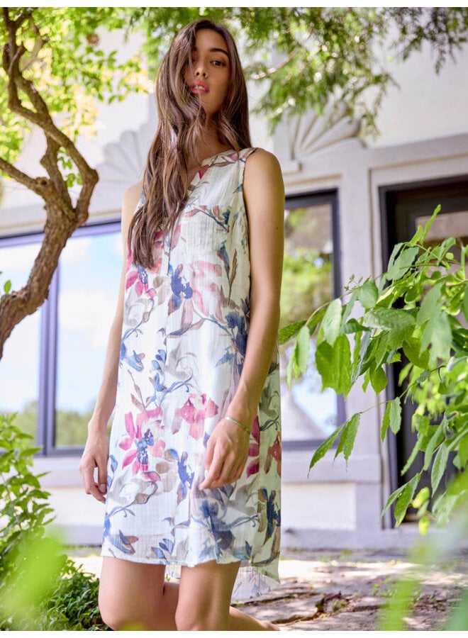 Henley Sleeveless Cotton Blend Dress