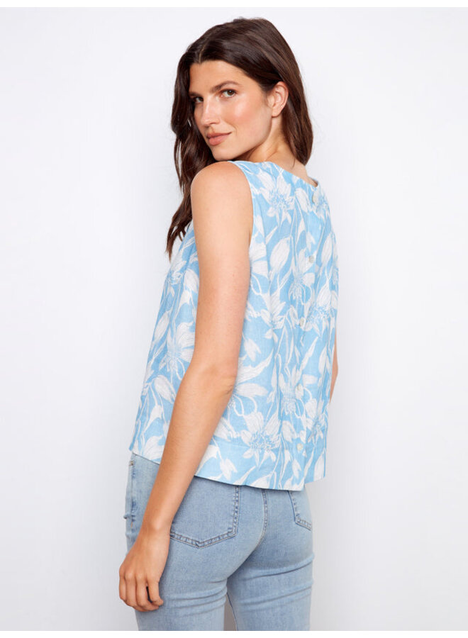 Printed Linen Blend Blouse