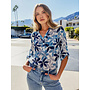 Printed Cotton Gauze Half-Button Blouse