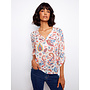 Printed Cotton Gauze Half-Button Blouse