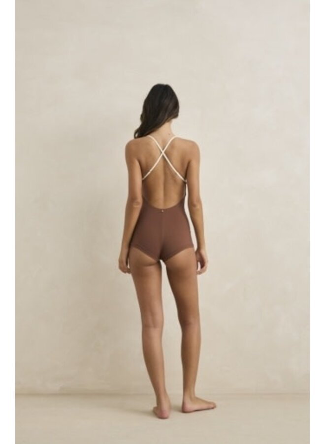 lily rib cross back surf short one piece