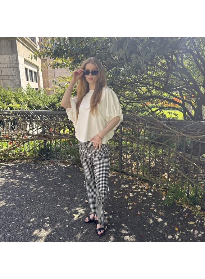 Gingham Cropped Linen Pants