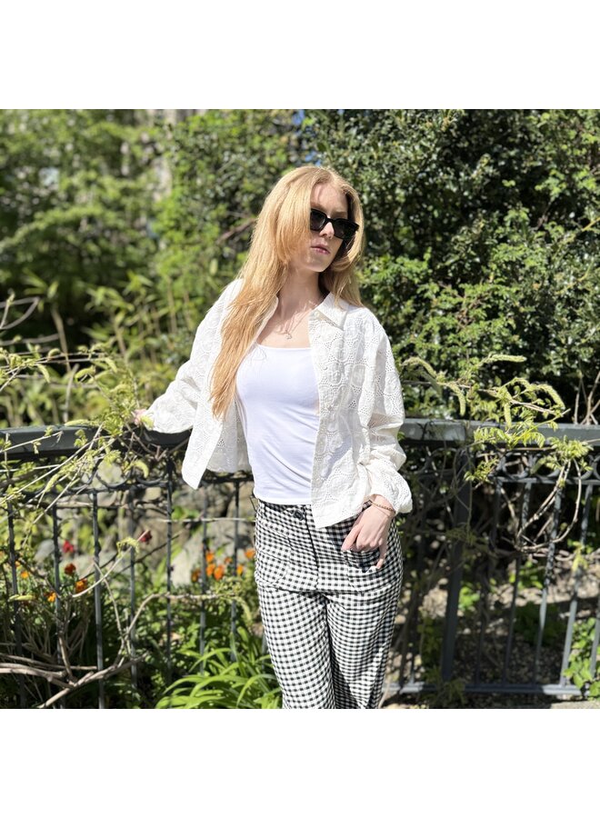 Gingham Cropped Linen Pants