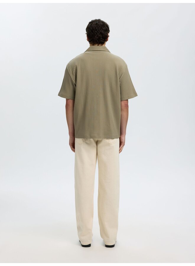 Relaxed Fit Ribbed Polo Shirt
