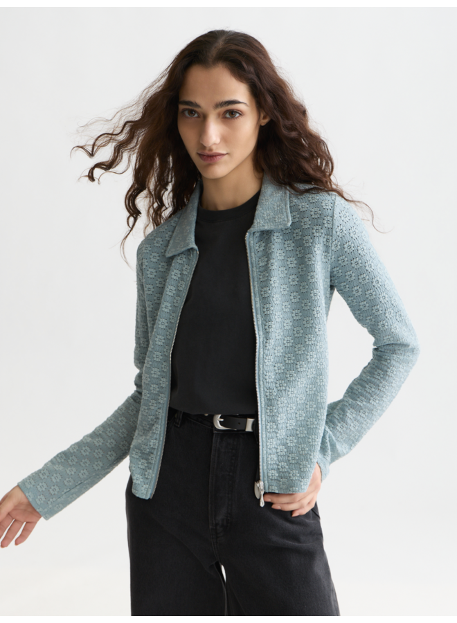 Open structure zipped long sleeve