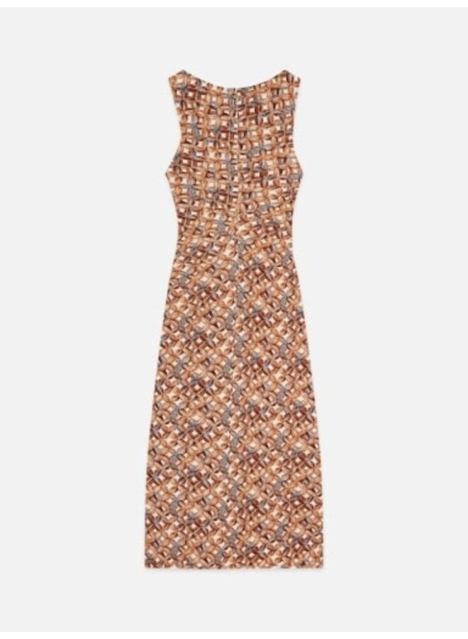 Printed textured midi dress