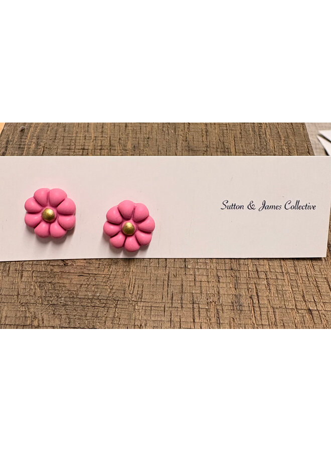 Small Pink Flower Studs