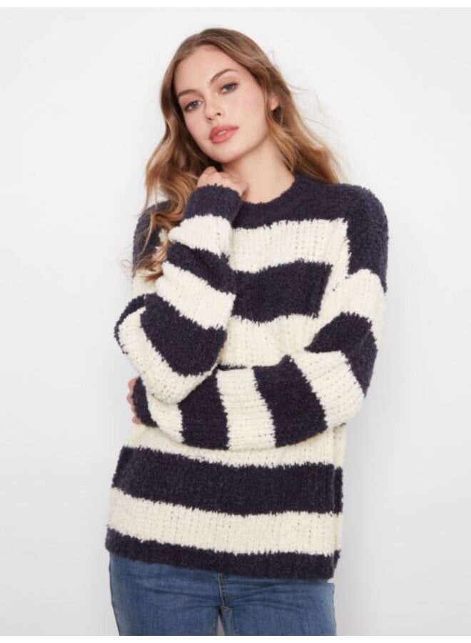 Striped Bouclé Crew Neck