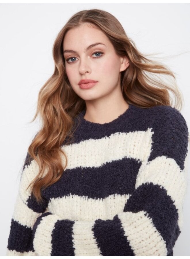 Striped Bouclé Crew Neck