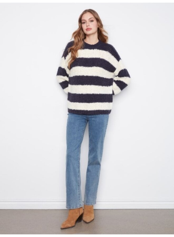 Striped Bouclé Crew Neck