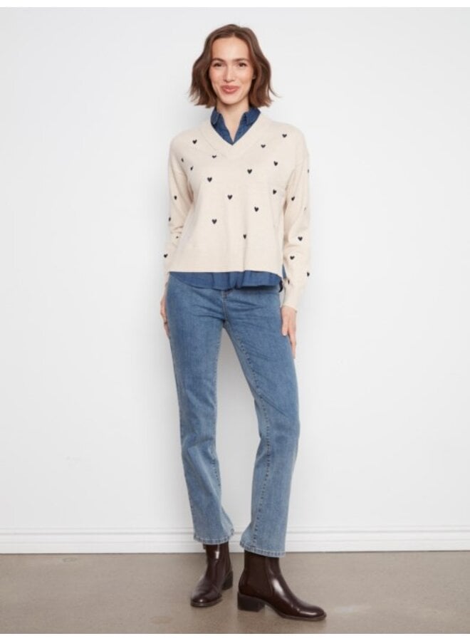 Layered Heart Shirt Sweater