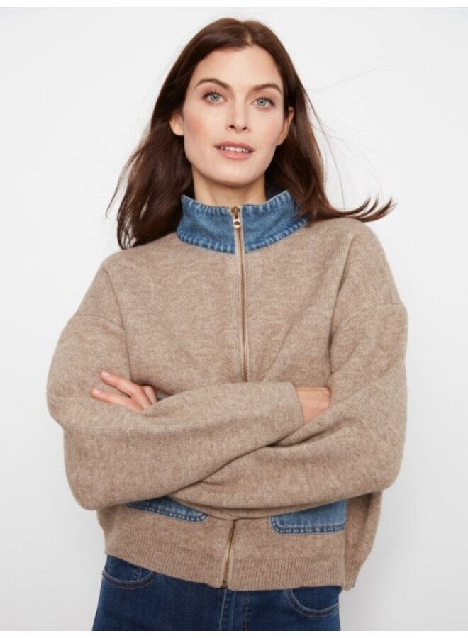 Denim Detail Sweater Jacket