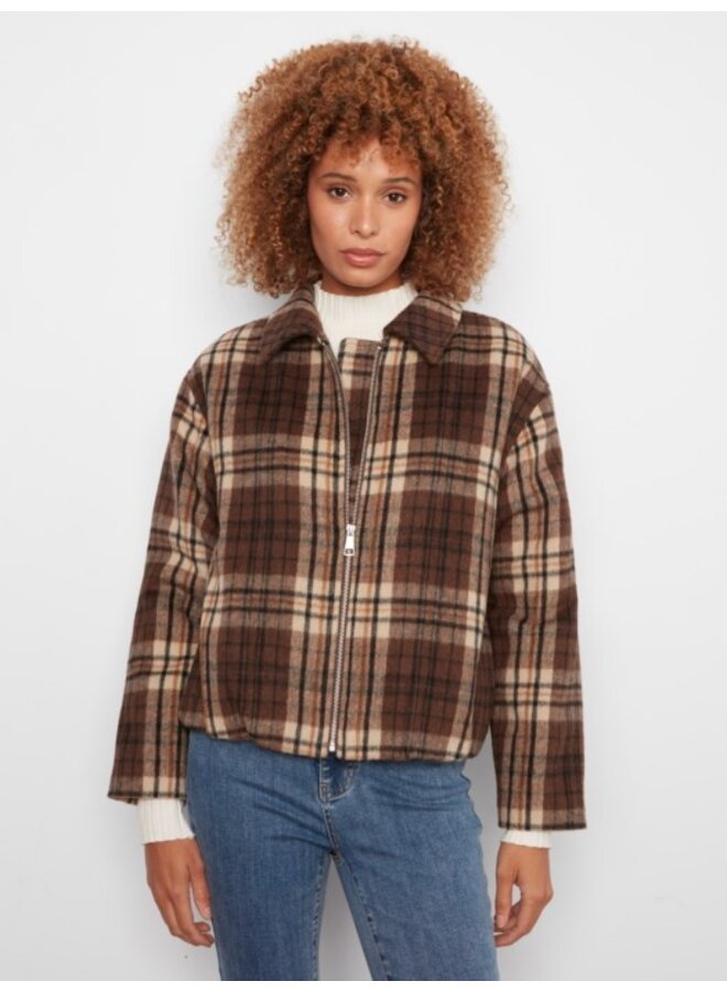 Plaid Wool Blend Bomber