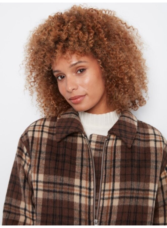 Plaid Wool Blend Bomber