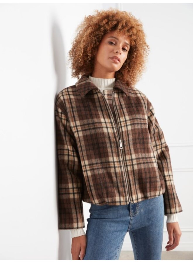 Plaid Wool Blend Bomber