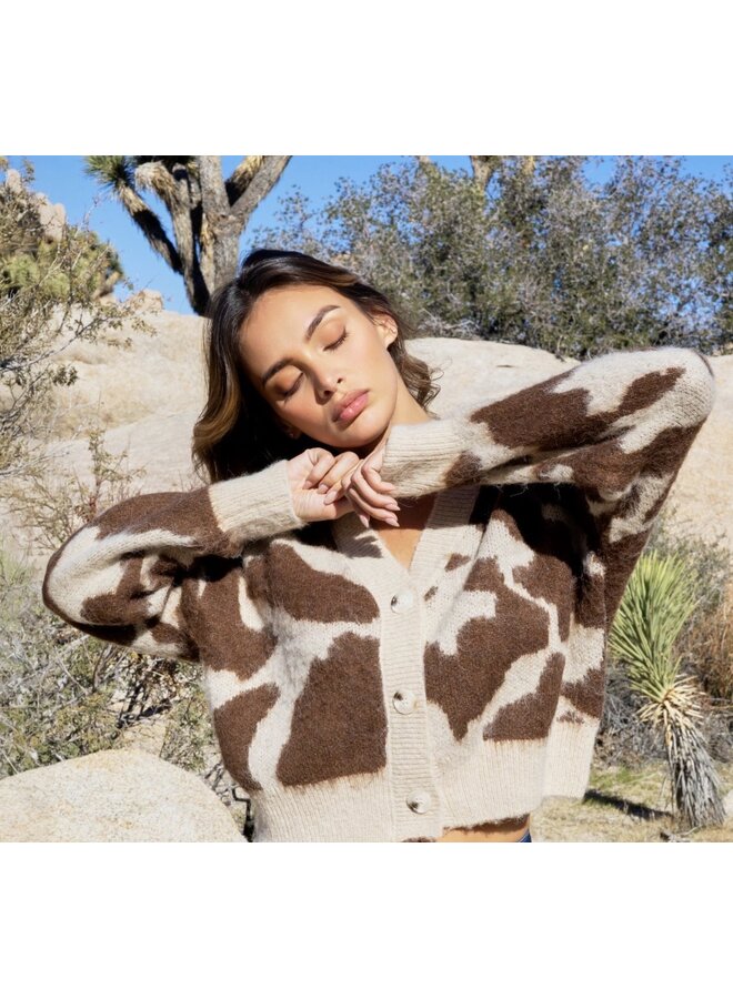 Cow Print V neck