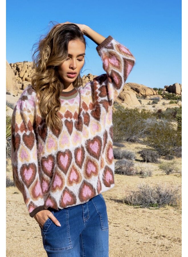 Heart Jacquard Mock Neck