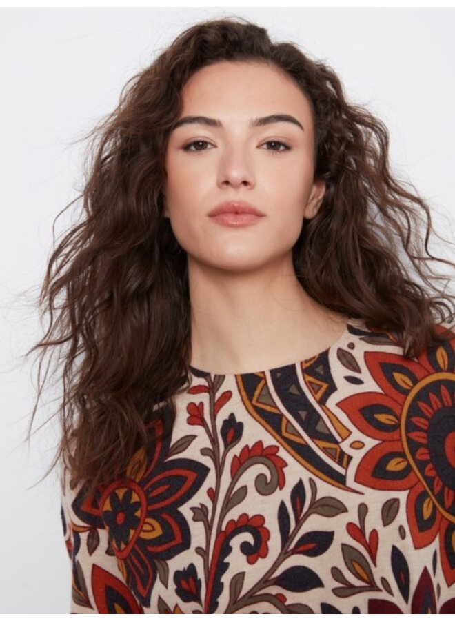 Printed Sweater with Side Buttons