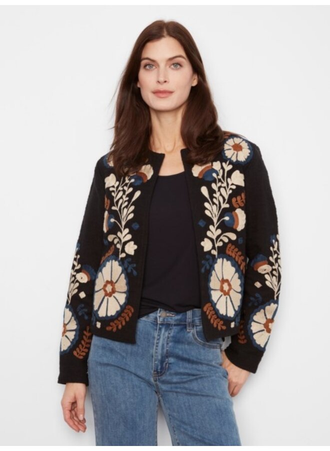 Embroidered open front