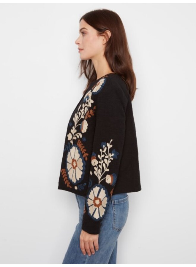 Embroidered open front