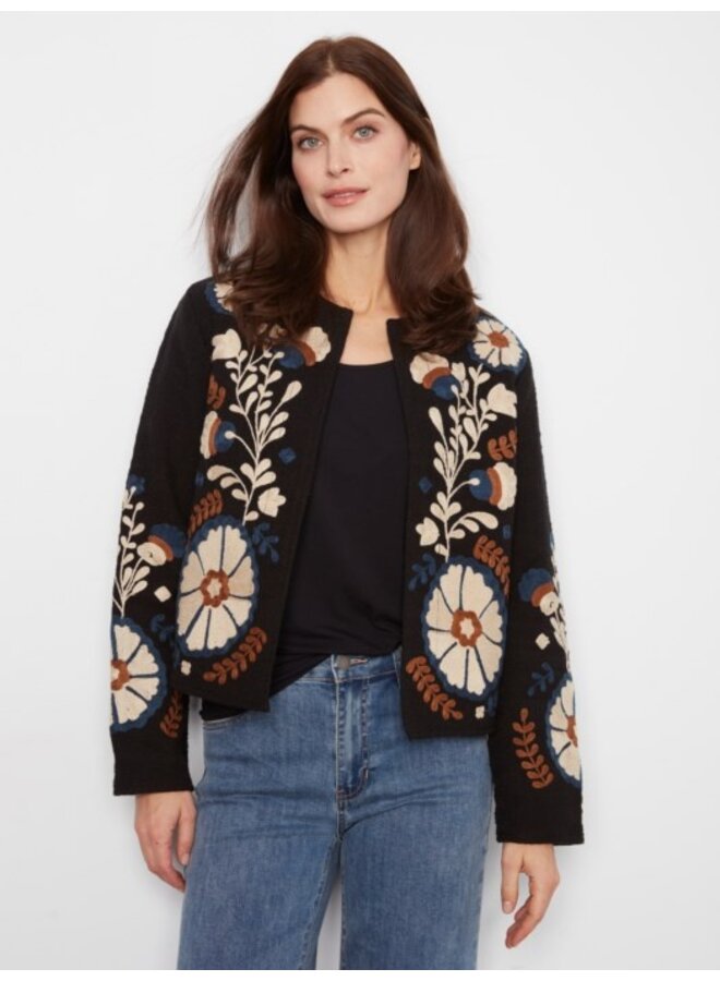Embroidered open front