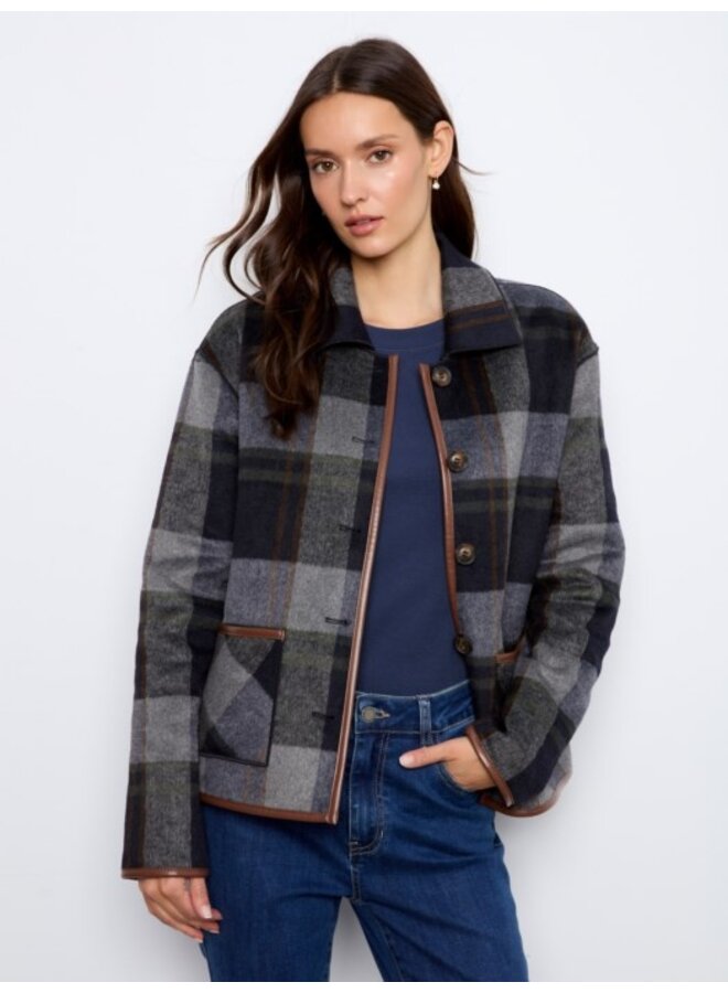Reversible Plaid Jacket with leather