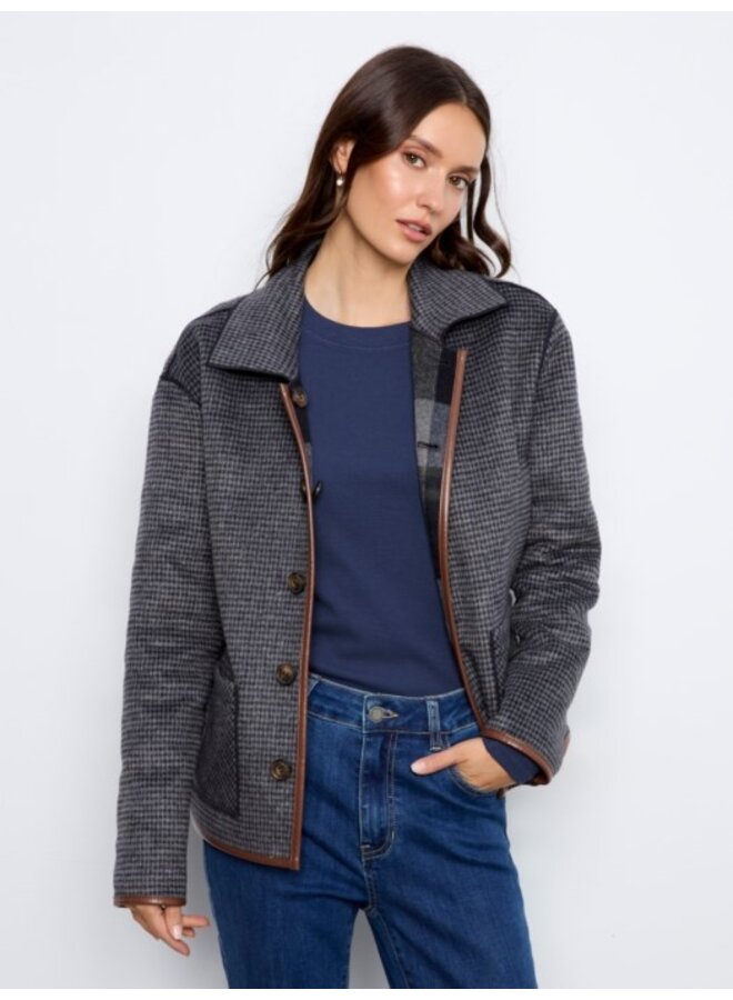 Reversible Plaid Jacket with leather