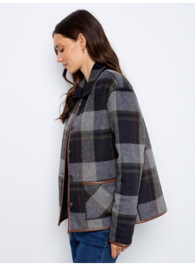 Reversible Plaid Jacket with leather
