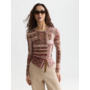 Printed mesh long sleeve T-shirt