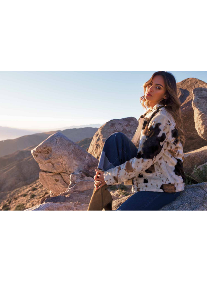 Cow Print Faux Fur Jacket