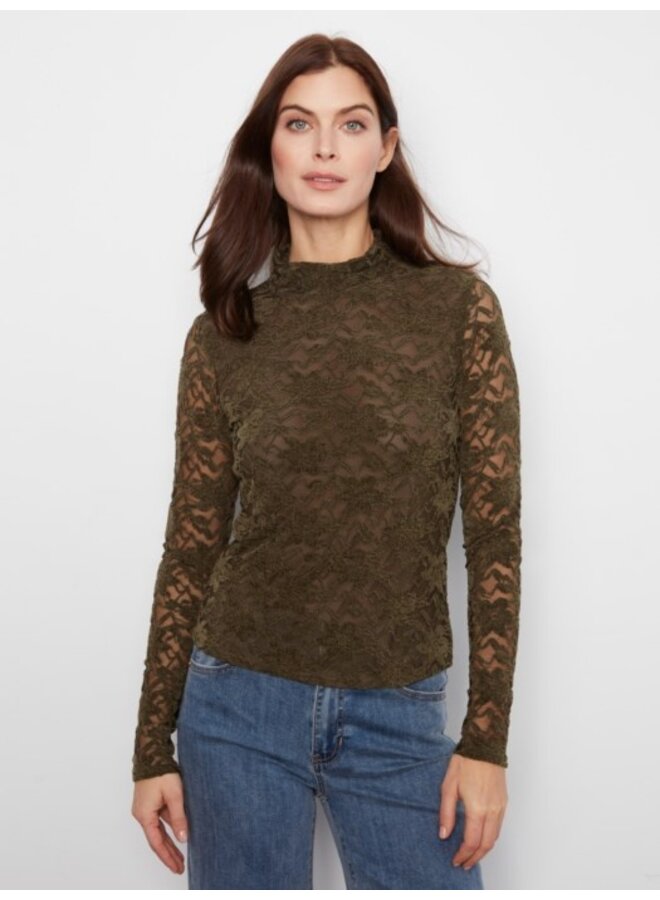 Flocked Lace Long Sleeve