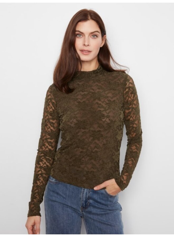 Flocked Lace Long Sleeve