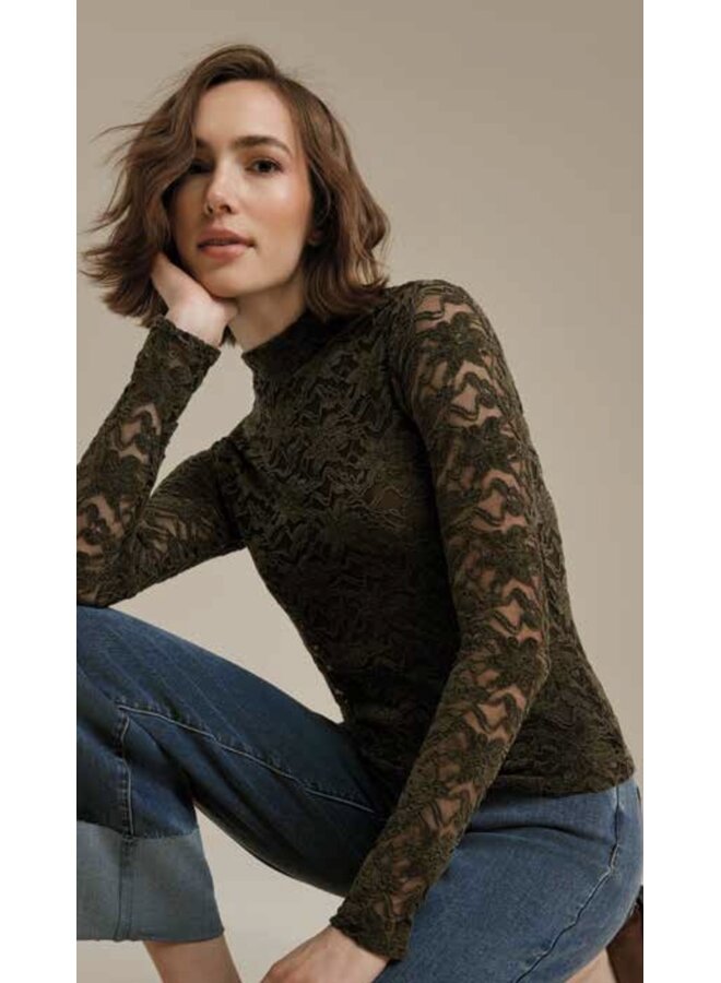 Flocked Lace Long Sleeve