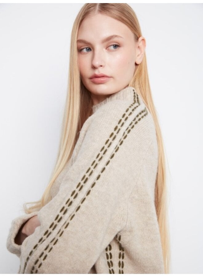 Contrast Stitch Mock Neck Sweater