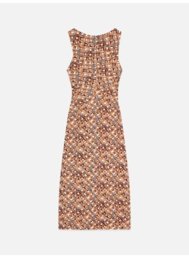 Printed textured midi dress