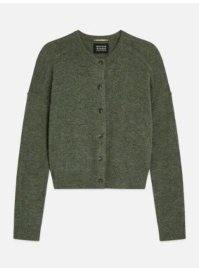 Fuzzy Crewneck  Cardigan