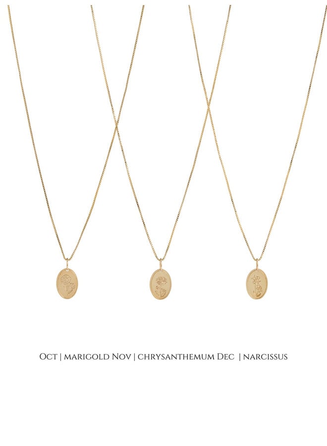 Flora Birth Month Charm Gold
