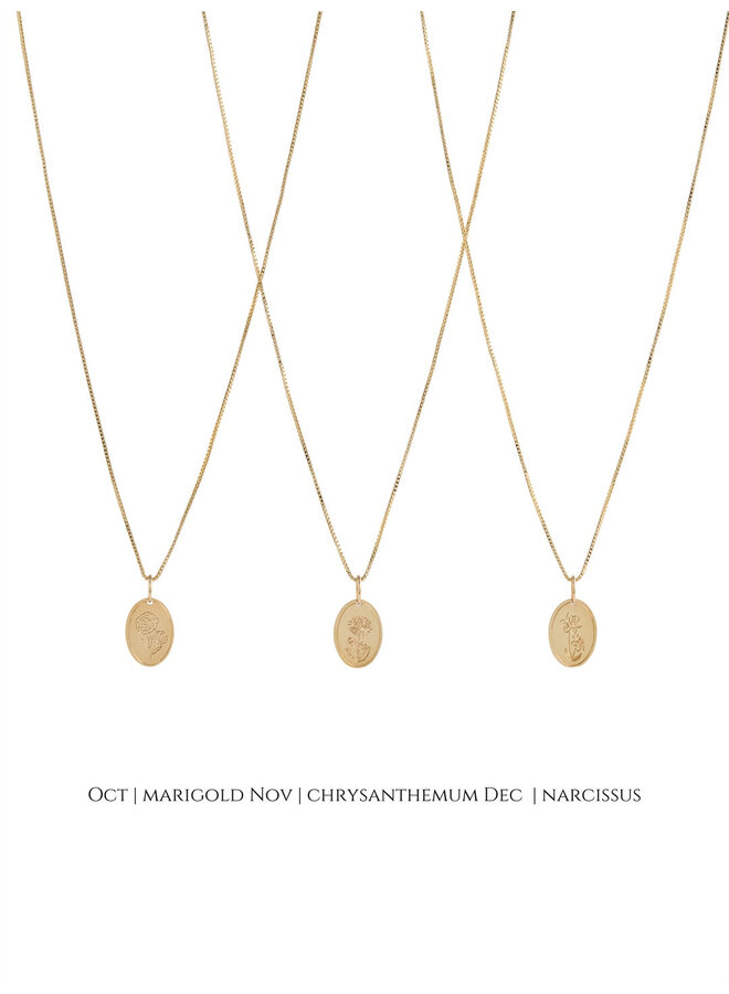Flora Birth Month Charm Gold