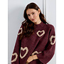 Heart Embroidered Mock Neck Knit Sweater