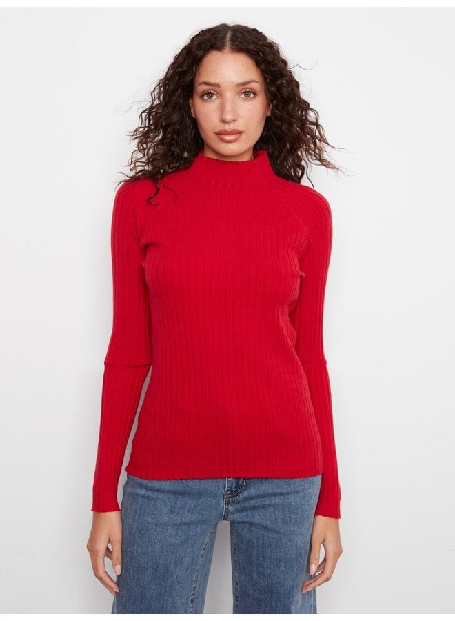 Mock Neck Ribbed Sweater Knit