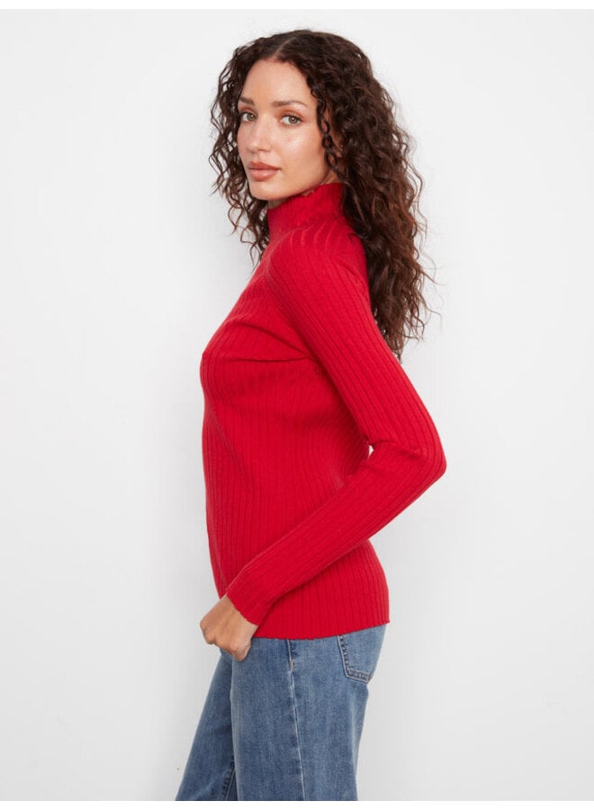 Mock Neck Ribbed Sweater Knit