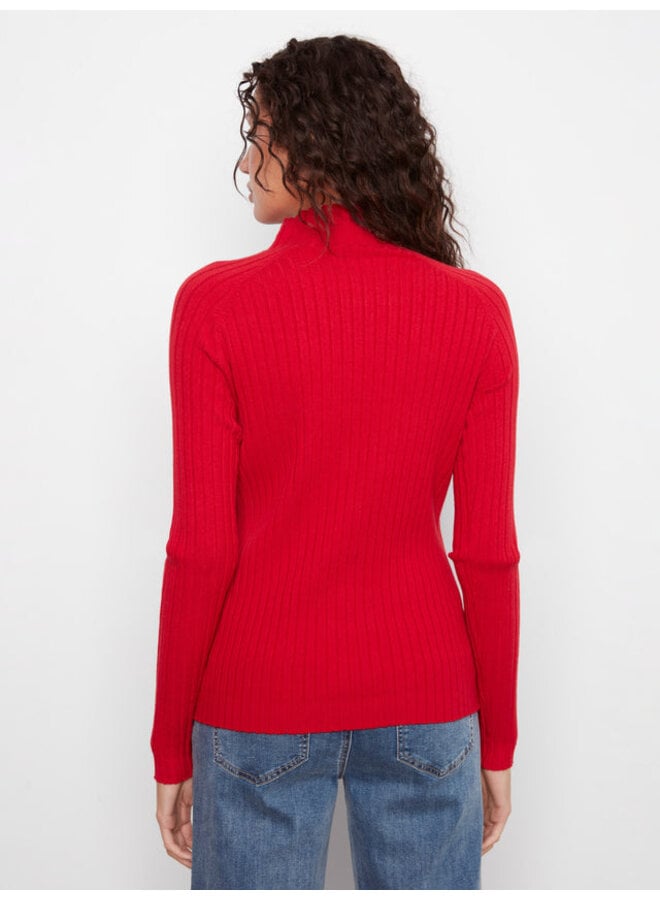 Mock Neck Ribbed Sweater Knit