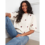 Embroidered Heart Balloon Elbow Sleeve Knit Sweater