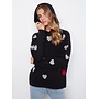 Embroidered Hearts Hoodie Sweater