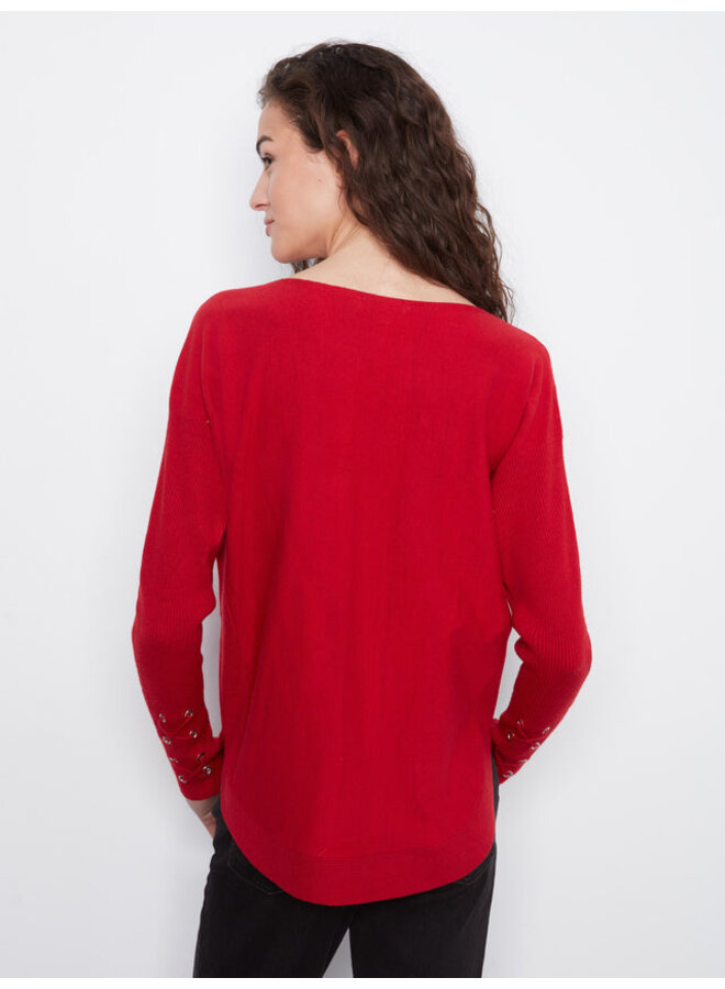 Knit Sweater w/ lace up cuffs