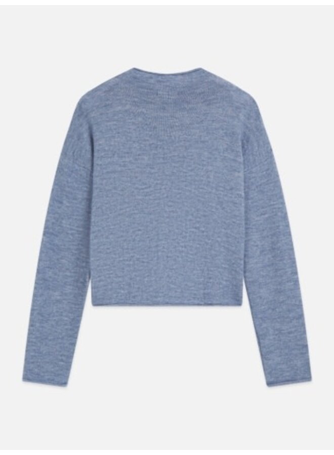 Fuzzy funnel-neck cardigan