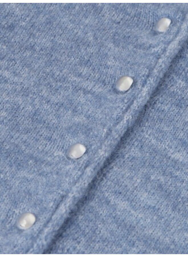 Fuzzy funnel-neck cardigan